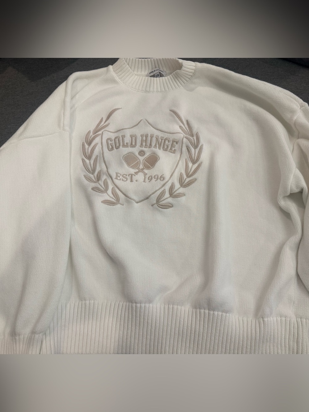 Gold Hinge Women's White Crewneck Sweater
